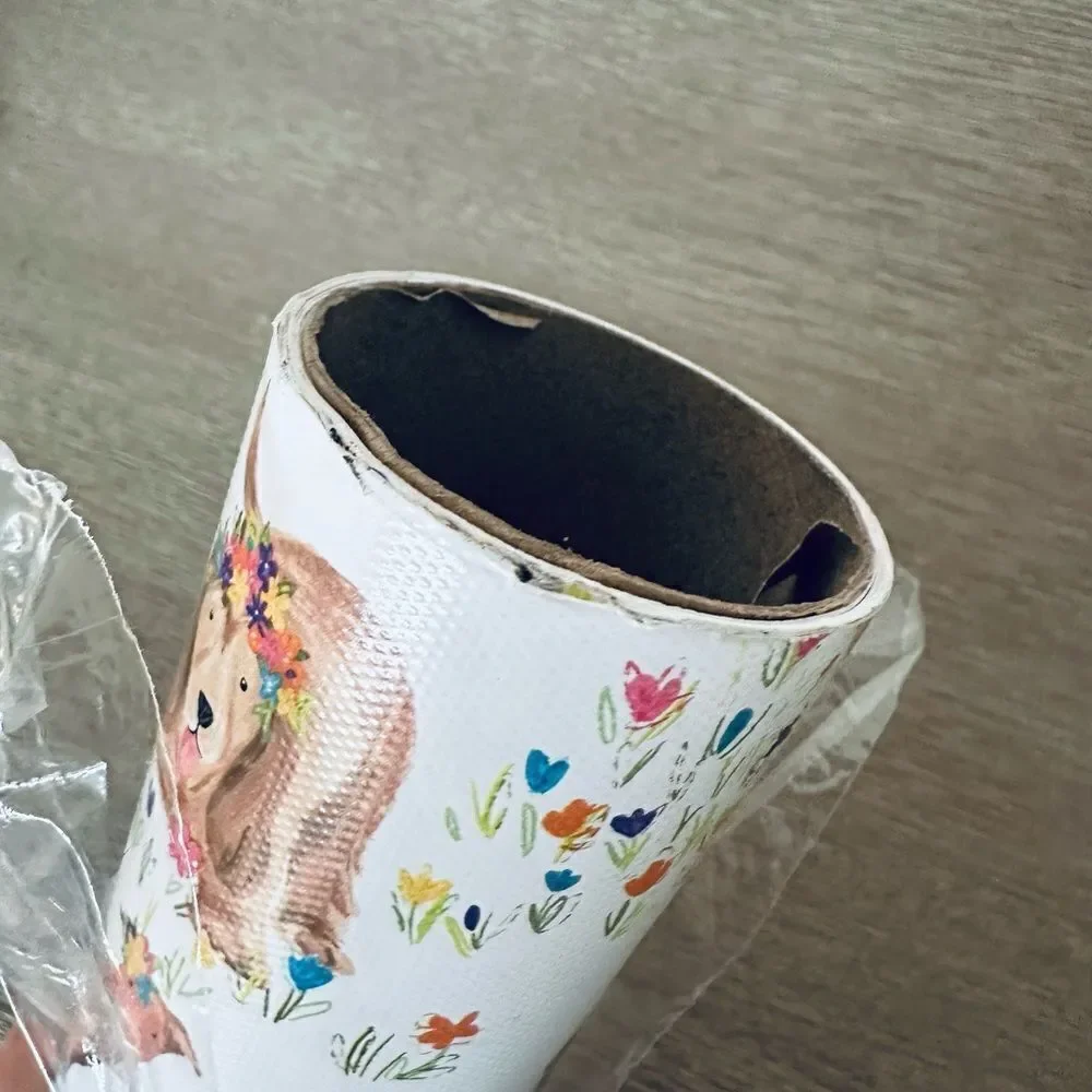 Floral Dog Print Pattern Gift Wrapping Paper Gift Wrap Roll